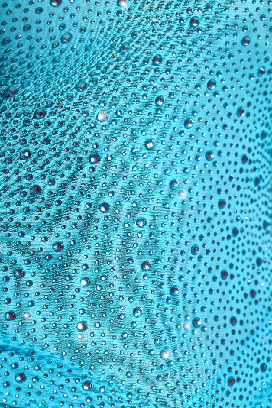 vestido curto de um ombro só com aplicações em azul-turquesa