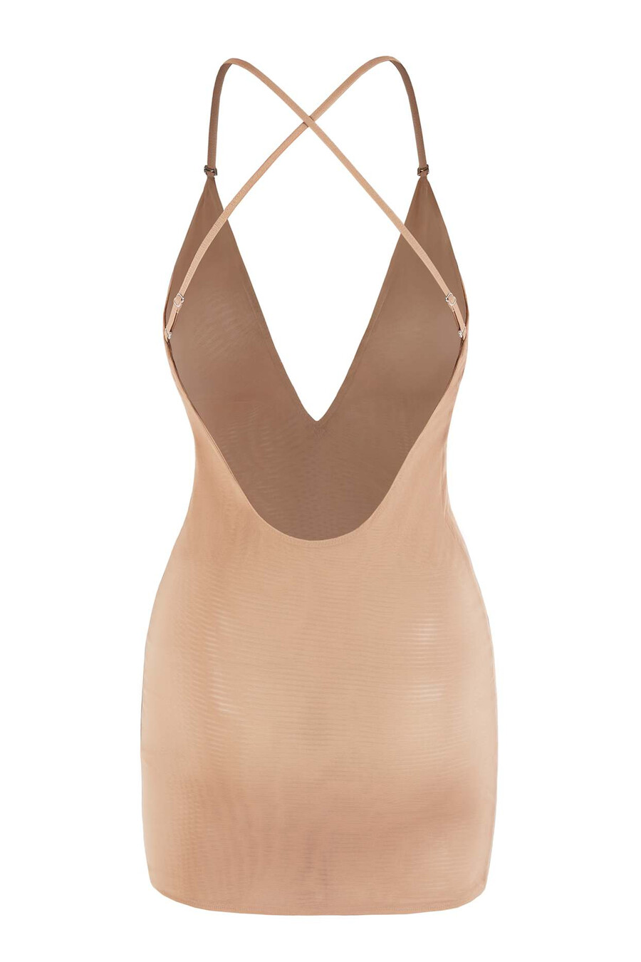 vestido curto multifuncional em malha macia intimates na cor pêssego quente.