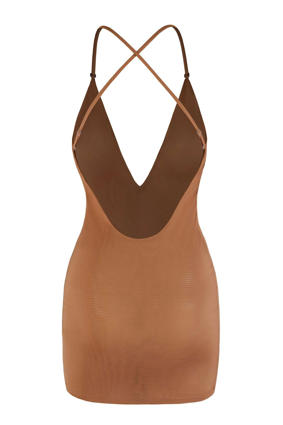 vestido curto multifuncional em malha macia intimates na cor mel.