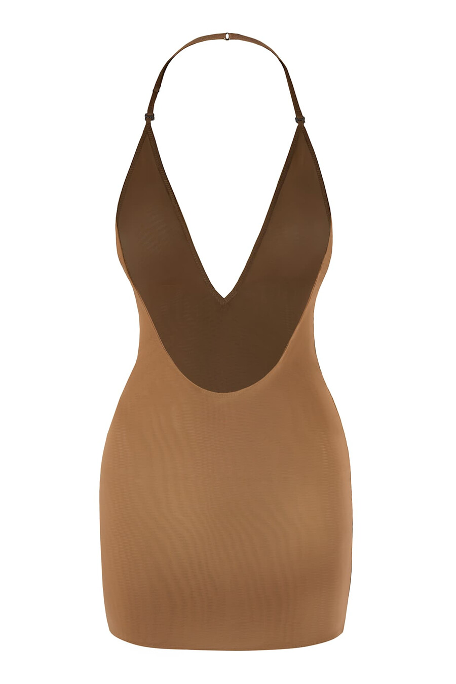 vestido curto multifuncional em malha macia intimates na cor amêndoa