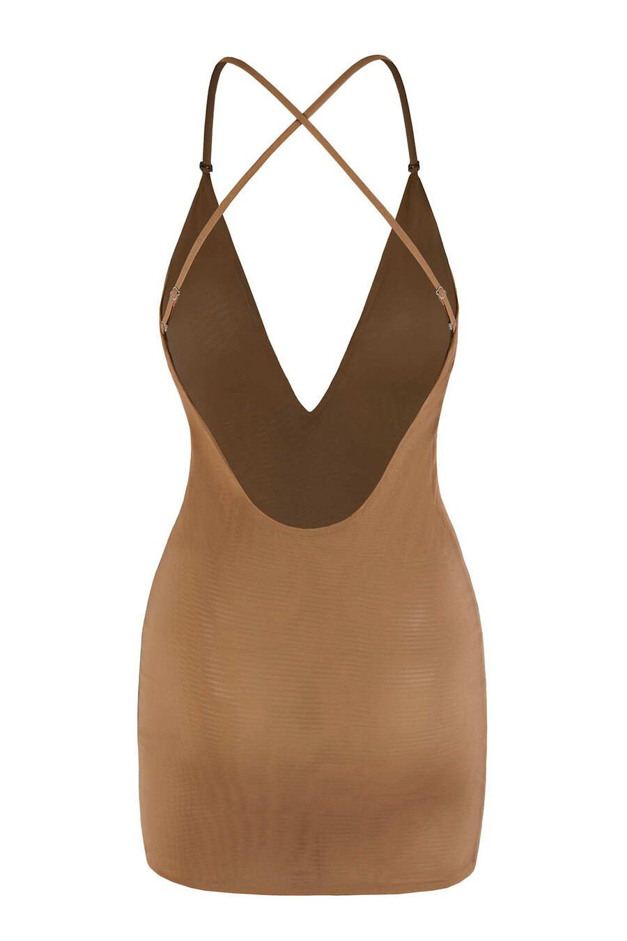 vestido curto multifuncional em malha macia intimates na cor amêndoa