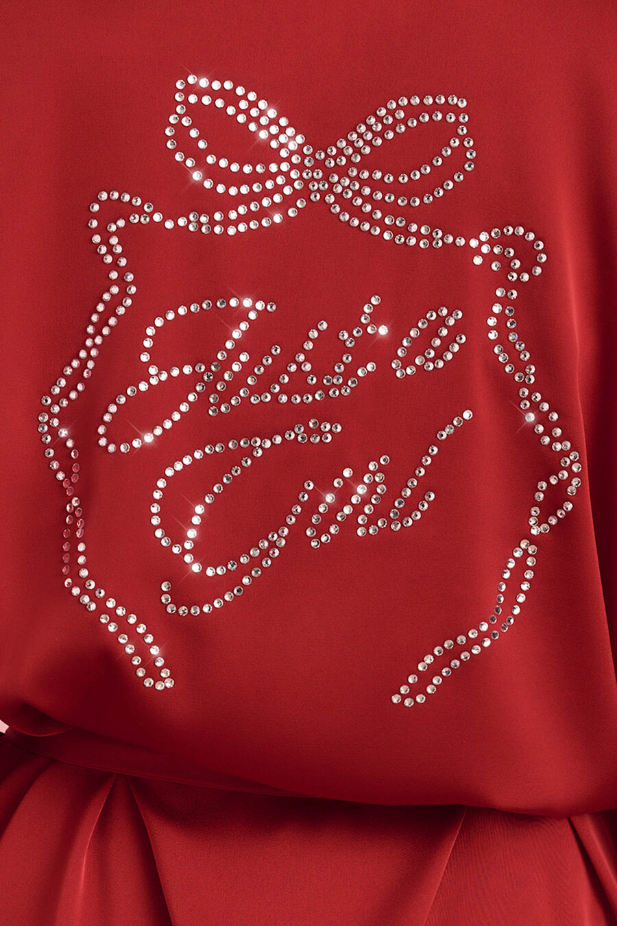 robe transpassada bordada em vermelho rubi
