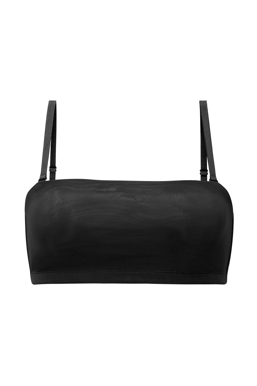 sutiã bandeau de malha macia na cor preta.