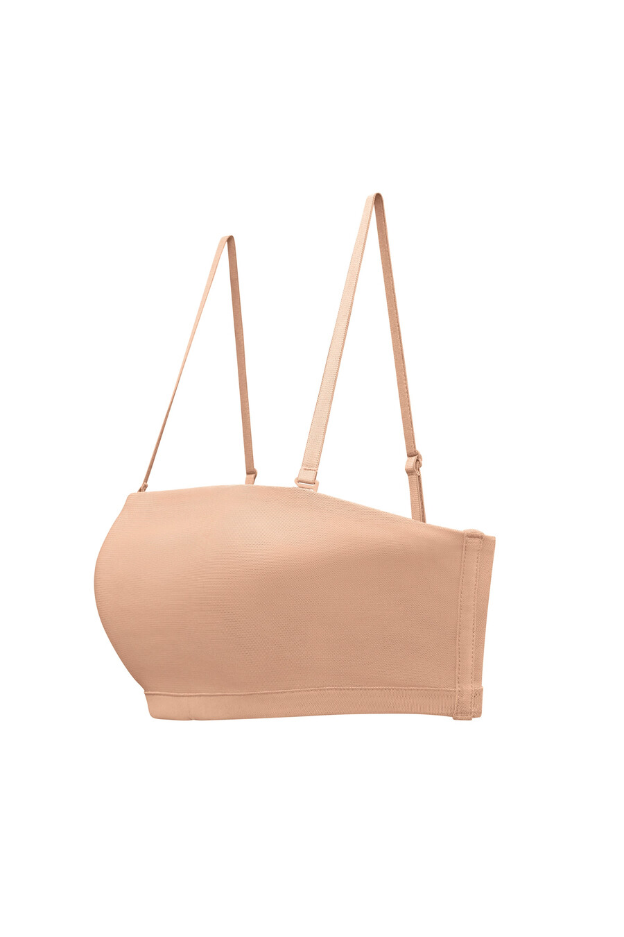 sutiã bandeau de malha macia na cor pêssego quente.