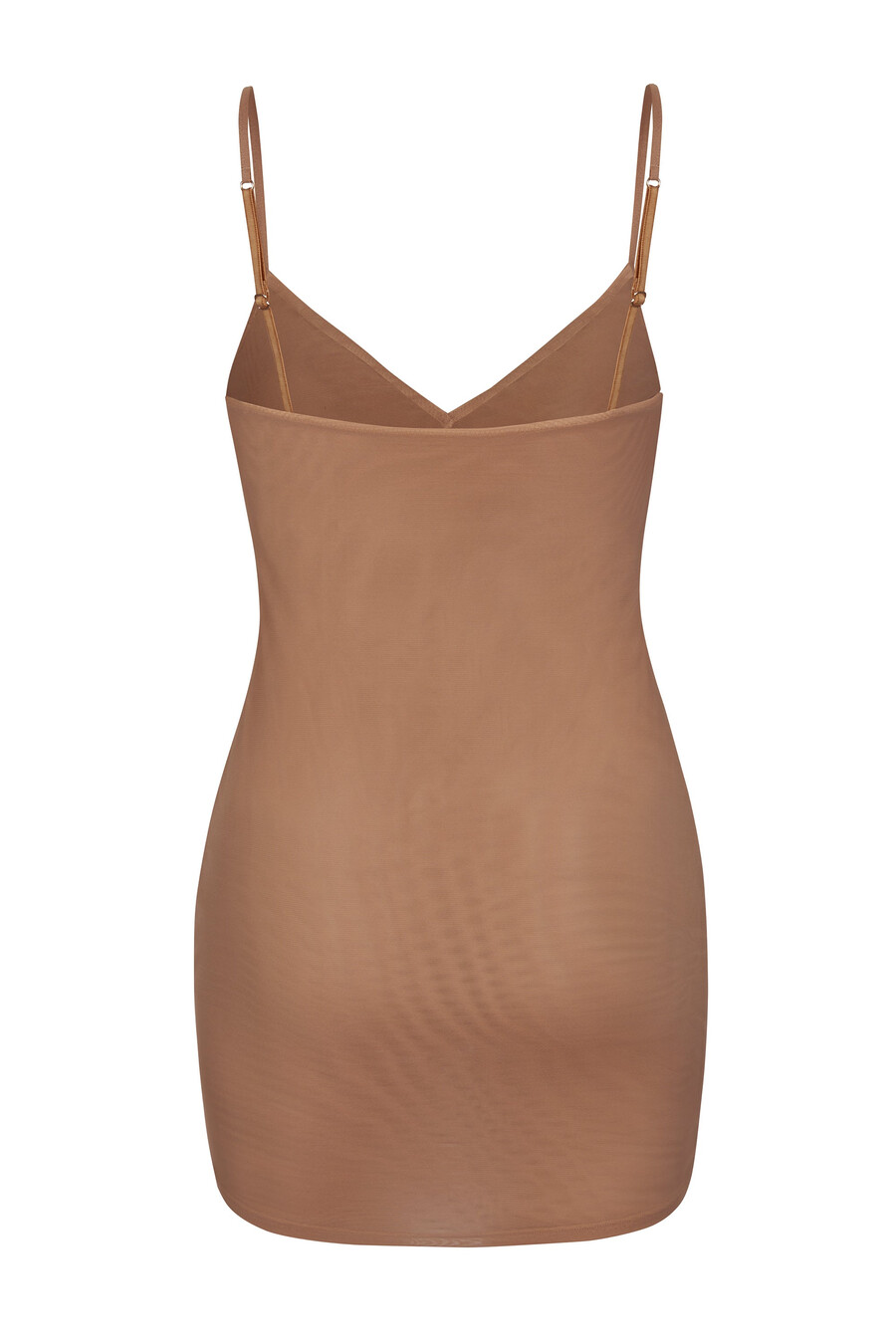 vestido curto de alcinha com decote em v em tule macio na cor mel