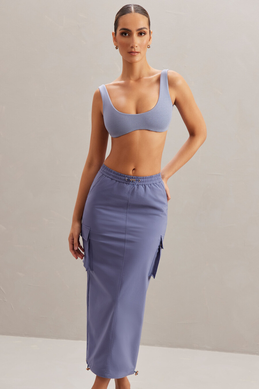 saia cargo maxi em azul acinzentado