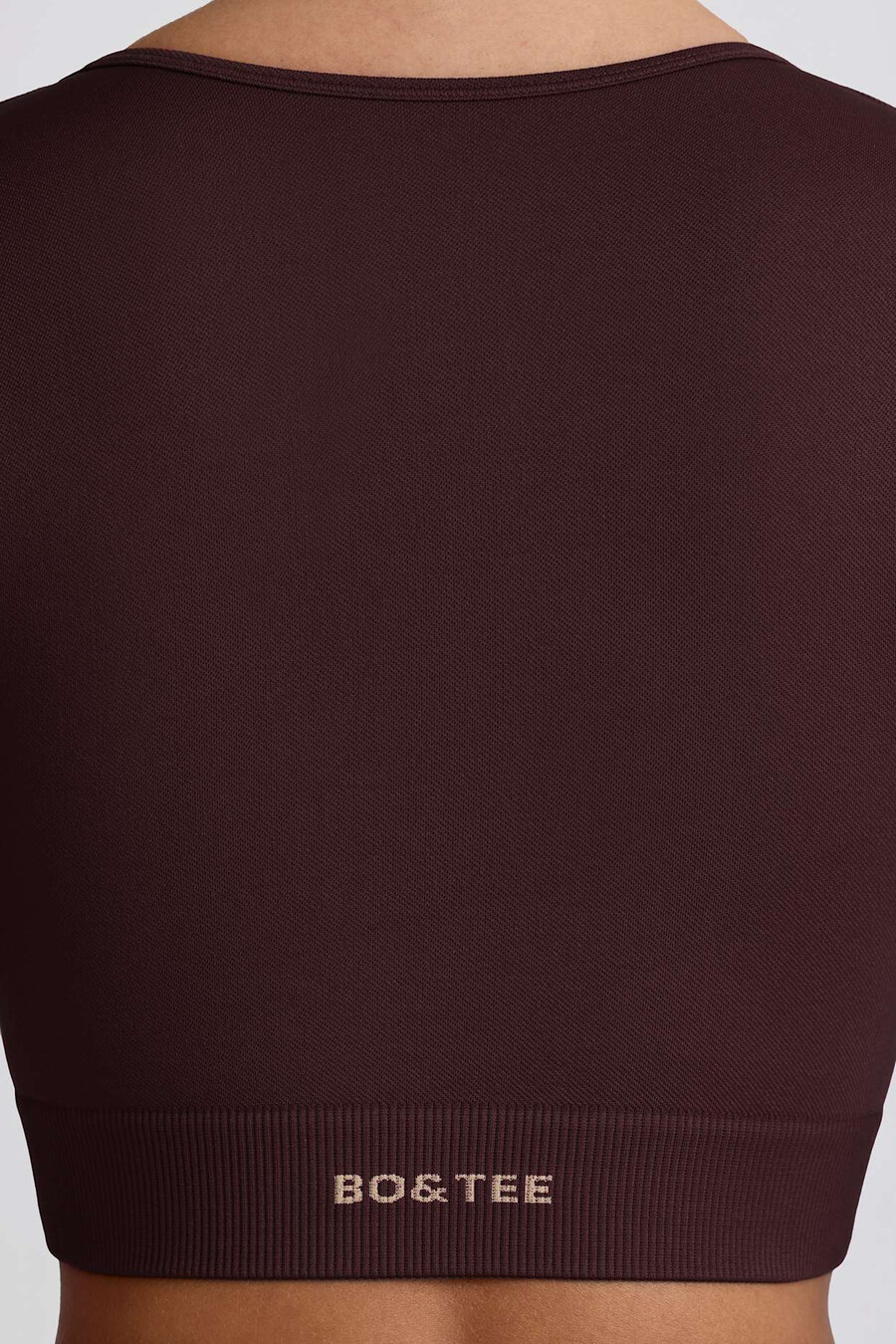top cropped de manga comprida super sculpt seamless na cor chocolate