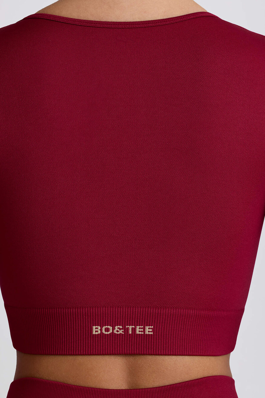 top cropped de manga comprida super sculpt seamless na cor bordô