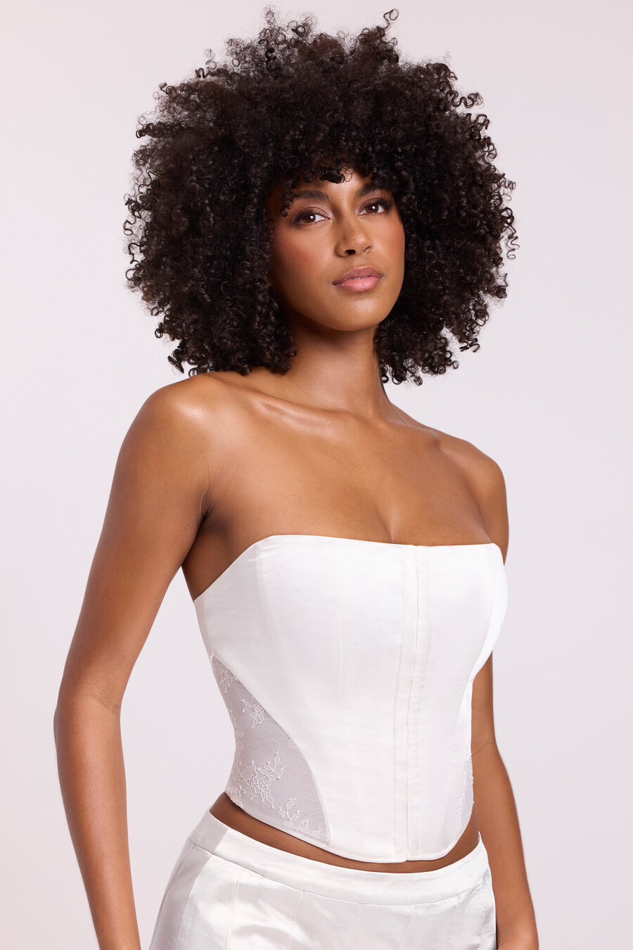 corset tomara que caia de cetim branco