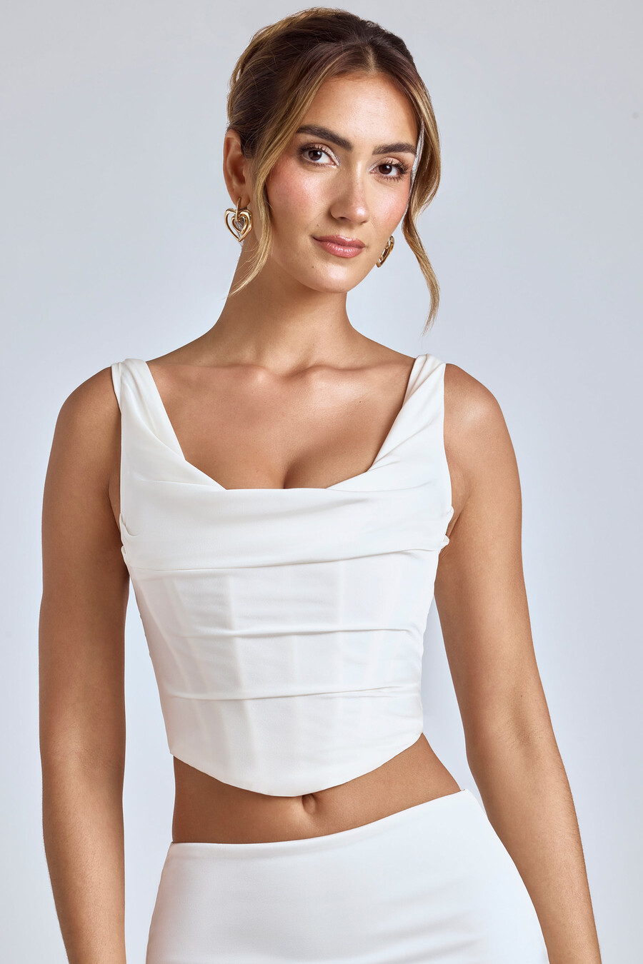 corset com gola drapeada na cor branca