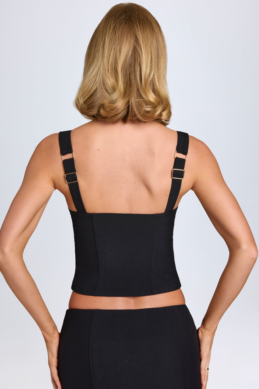 top corset com fecho de colchetes na cor preta